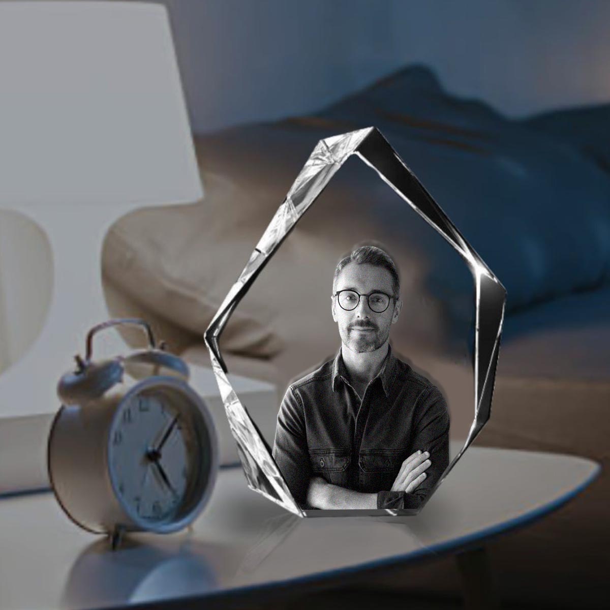 Lampe en cristal 3D en forme d'iceberg avec gravure laser personnalisée « Oncle »