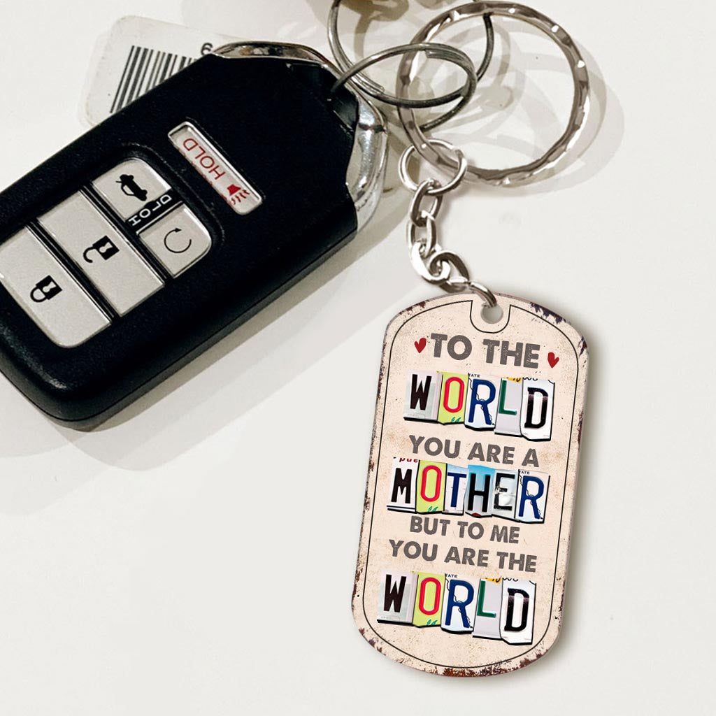 Tu es mon monde - Cadeau pour papa, maman - Porte-clés personnalisé en acier inoxydable