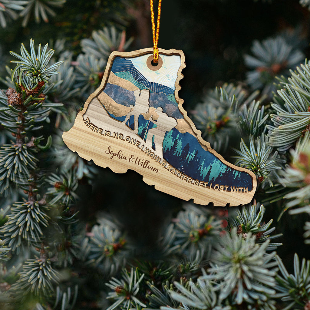 Il n'y a personne avec qui je préférerais me perdre - Cadeau de randonnée pour femme, mari, petit ami, petite amie - Ornement personnalisé recto