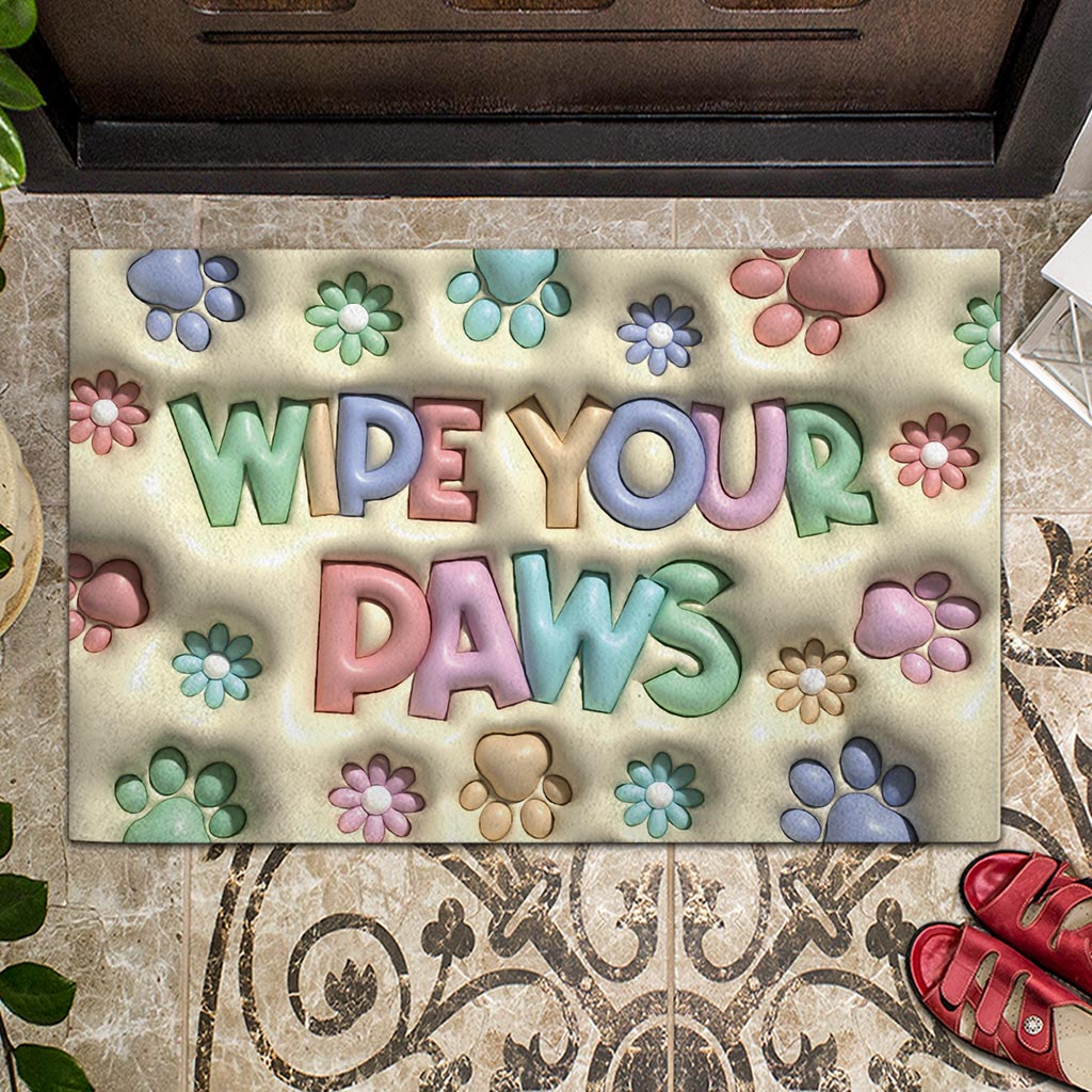 Tapis de porte pour chien « Essuyez vos pattes »