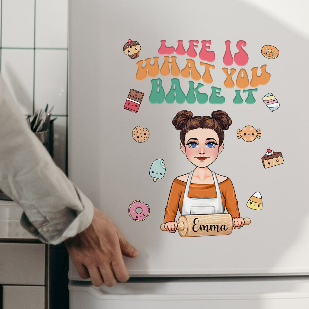 La vie est ce que vous en faites - Cadeau de pâtisserie pour maman, épouse, elle - Autocollant personnalisé découpé
