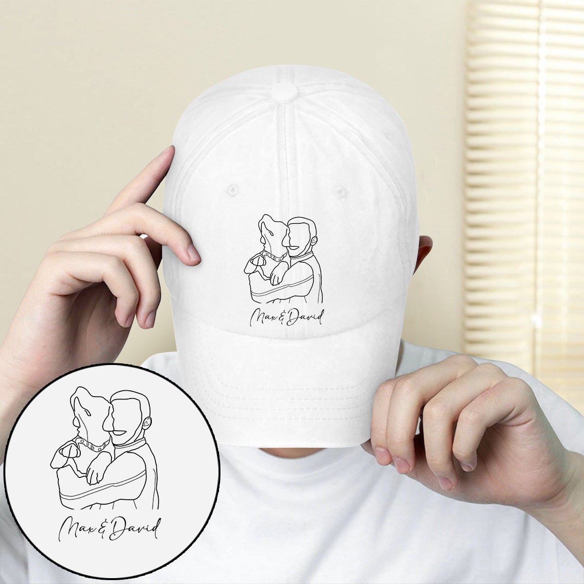 Casquette classique brodée avec photo personnalisée pour chien