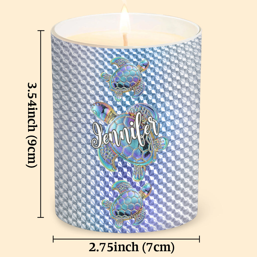 Salty Lil Beach - Bougie personnalisée en forme de tortue avec couvercle en bois