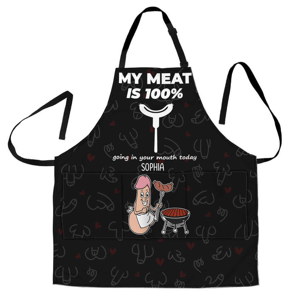 Ma viande finira à 100% dans ta bouche aujourd'hui - Tablier de couple personnalisé