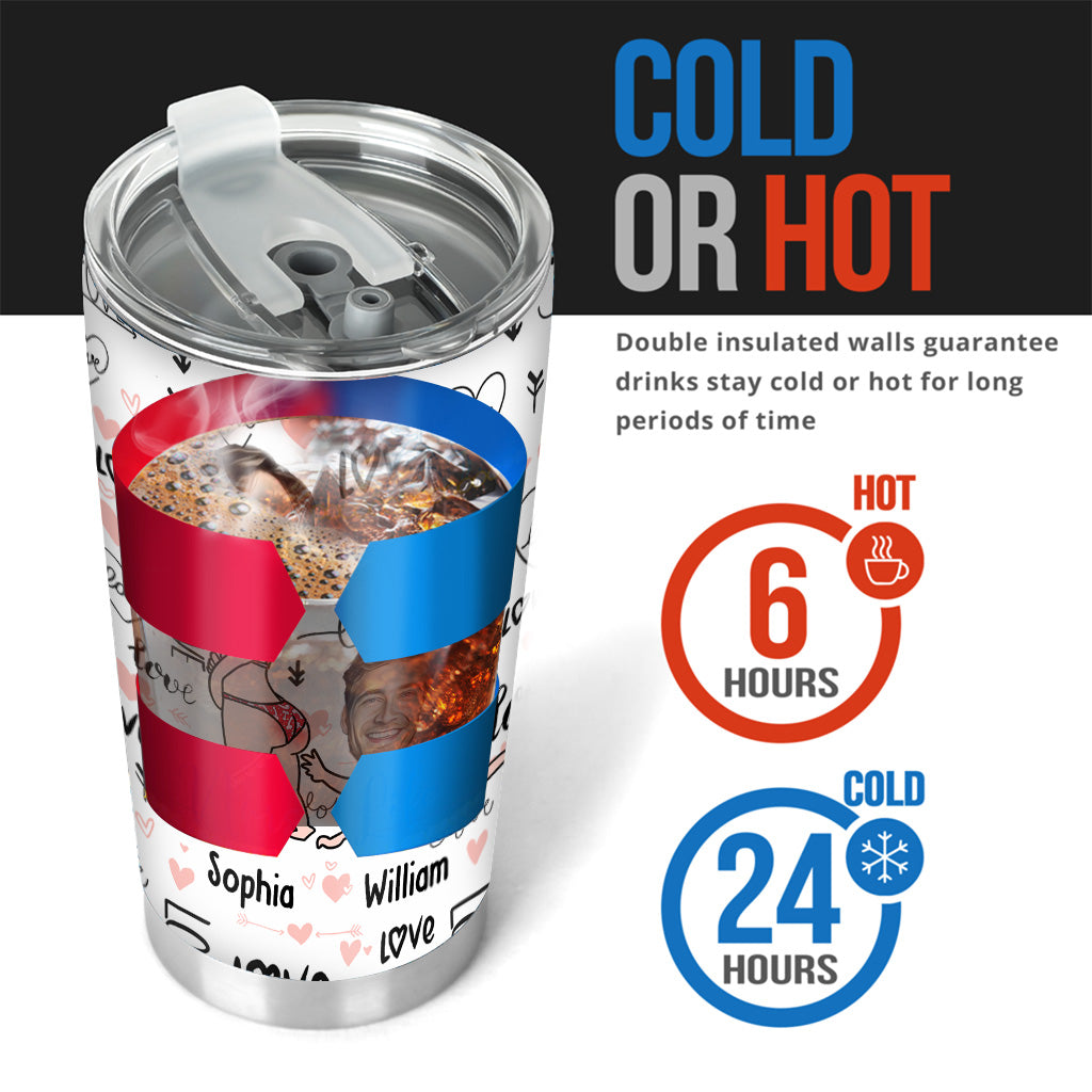 Je t'adore et j'aime chaque partie de toi - Gobelet personnalisé pour couple avec photo de visage à télécharger