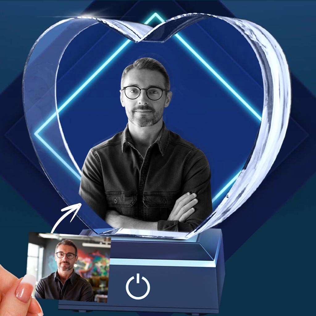 Lampe en cristal 3D en forme de cœur avec gravure laser personnalisée pour votre oncle