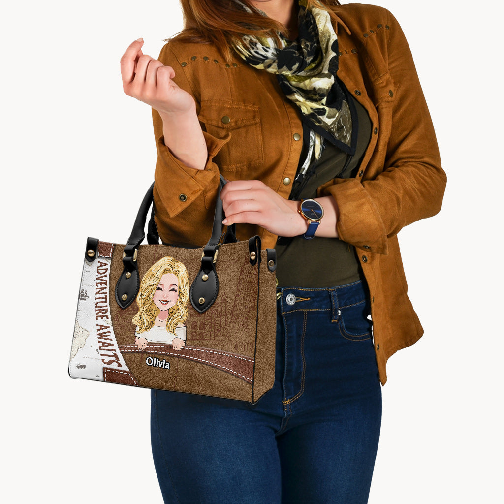 L'aventure vous attend - Sac à main de voyage personnalisé en cuir