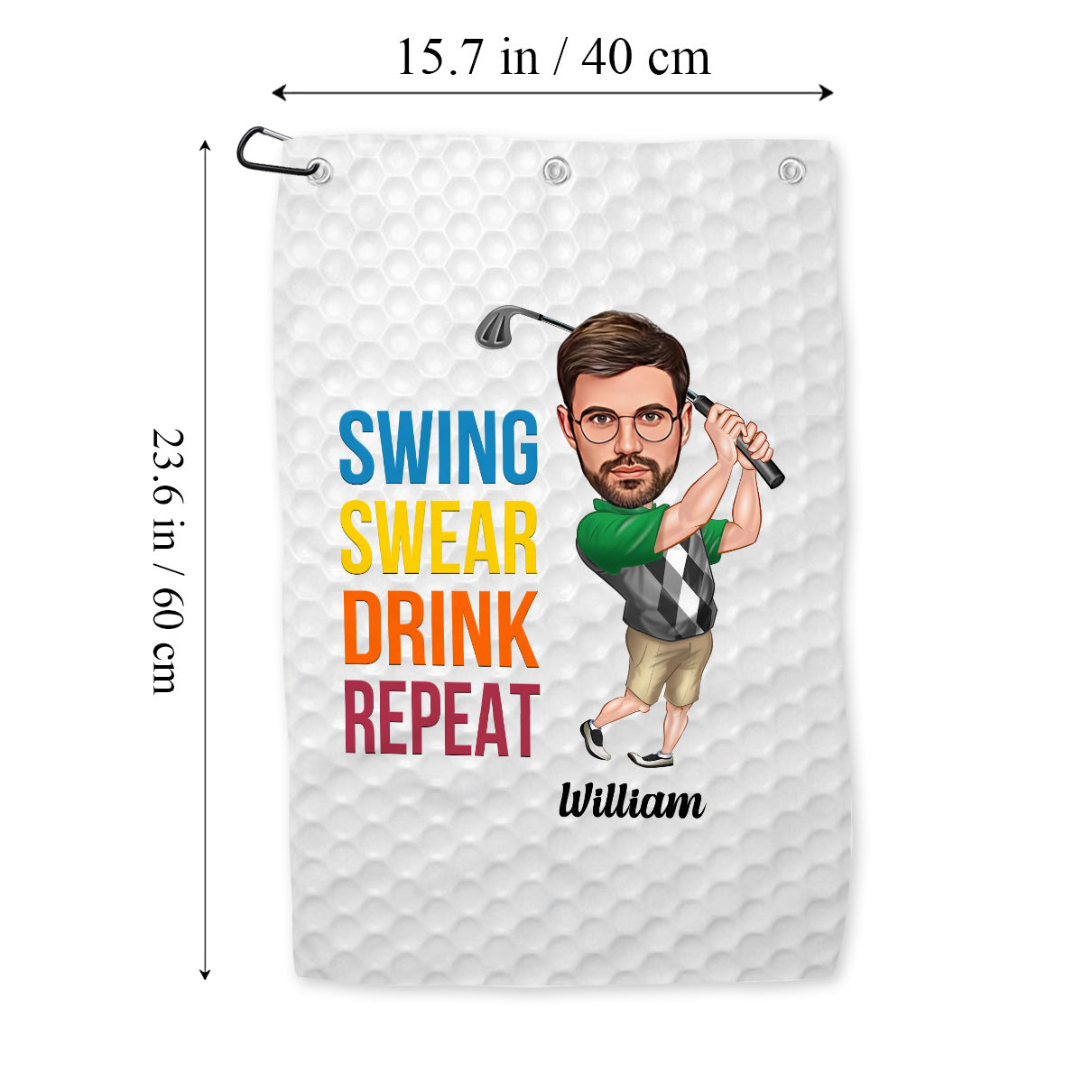 Swing Swear Drink Repeat - Personalized Golf Towel