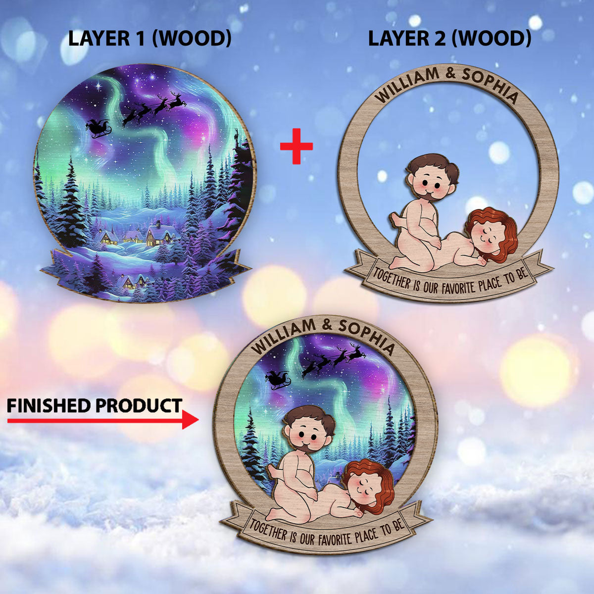 Together Is My Favorite To Be - gift for husband, wife, girlfriend, boyfriend - Personalized 2 Layered Wood Sign / Wood Plaque