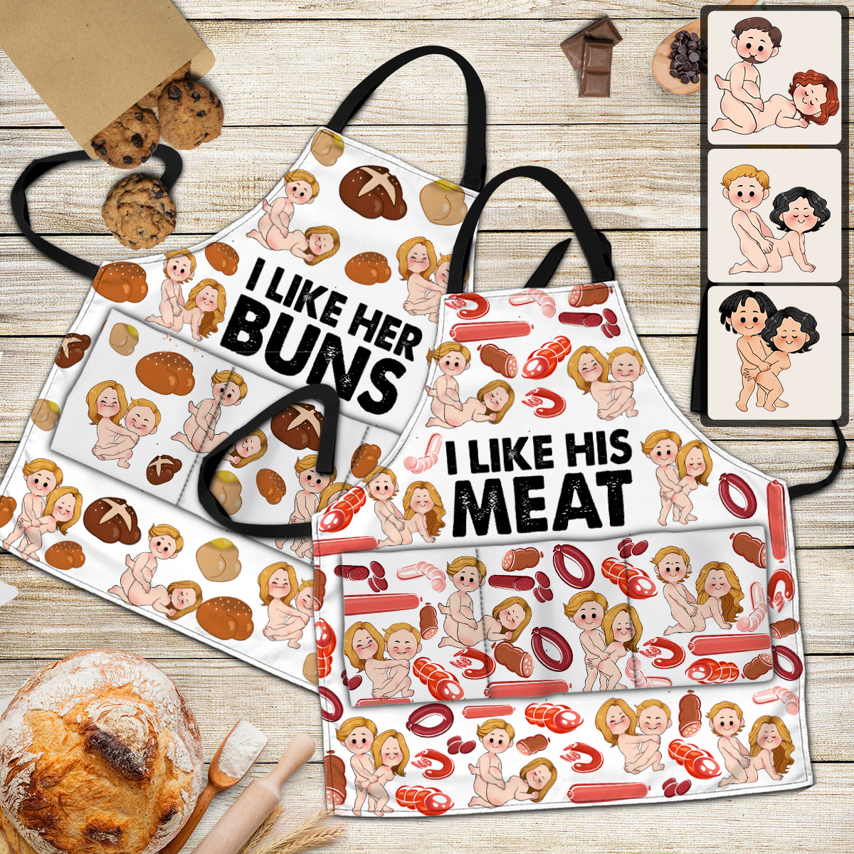 J'aime ses fesses, j'aime sa viande - Tablier personnalisé pour couple