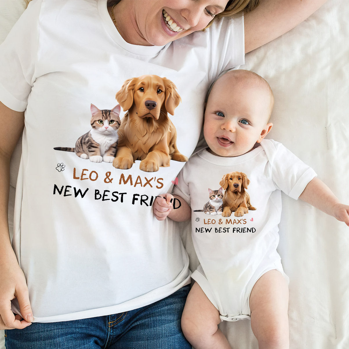 Photo de votre animal de compagnie dessinée personnalisée - Cadeau de naissance - Body bébé personnalisé