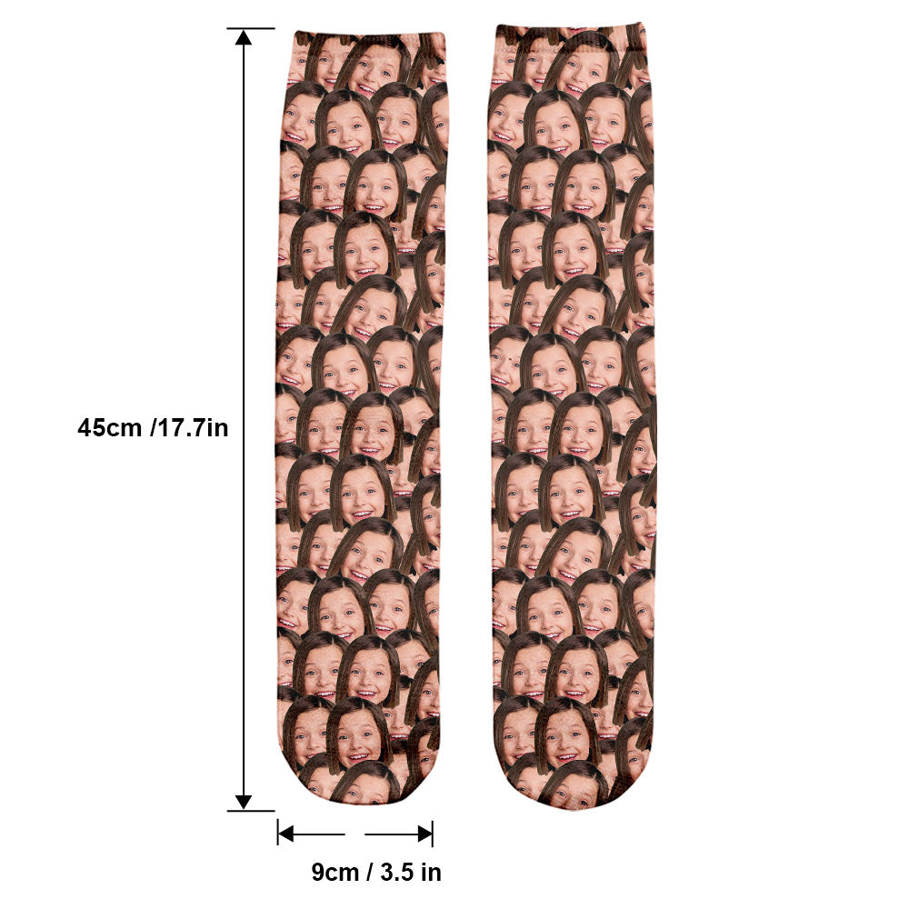Chaussettes personnalisées pour petite-fille avec visage imprimé -