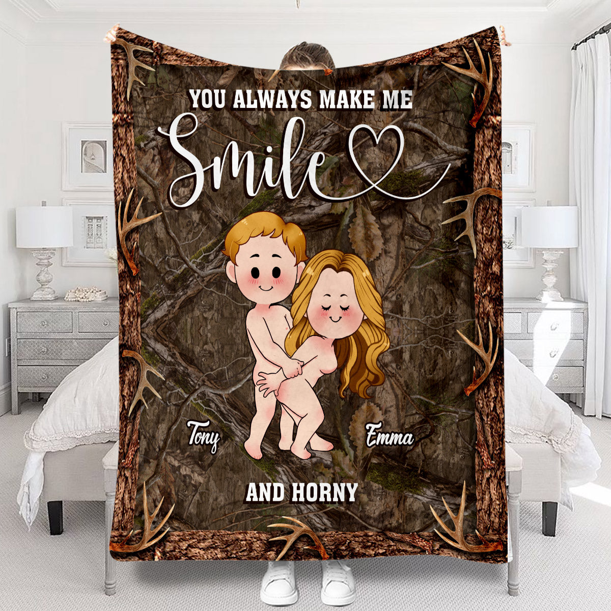 Tu me fais sourire - Couverture de chasse personnalisée