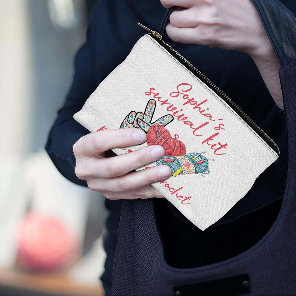 Pochette personnalisée au crochet Peace Love Crochet