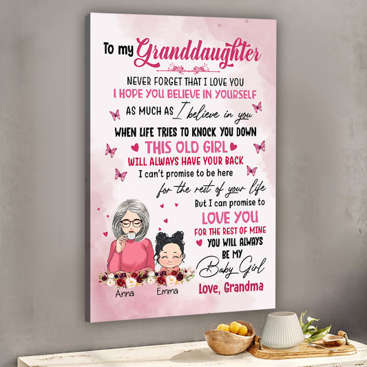 To My Granddaughter - Personalized Grandma Canvas And Poster