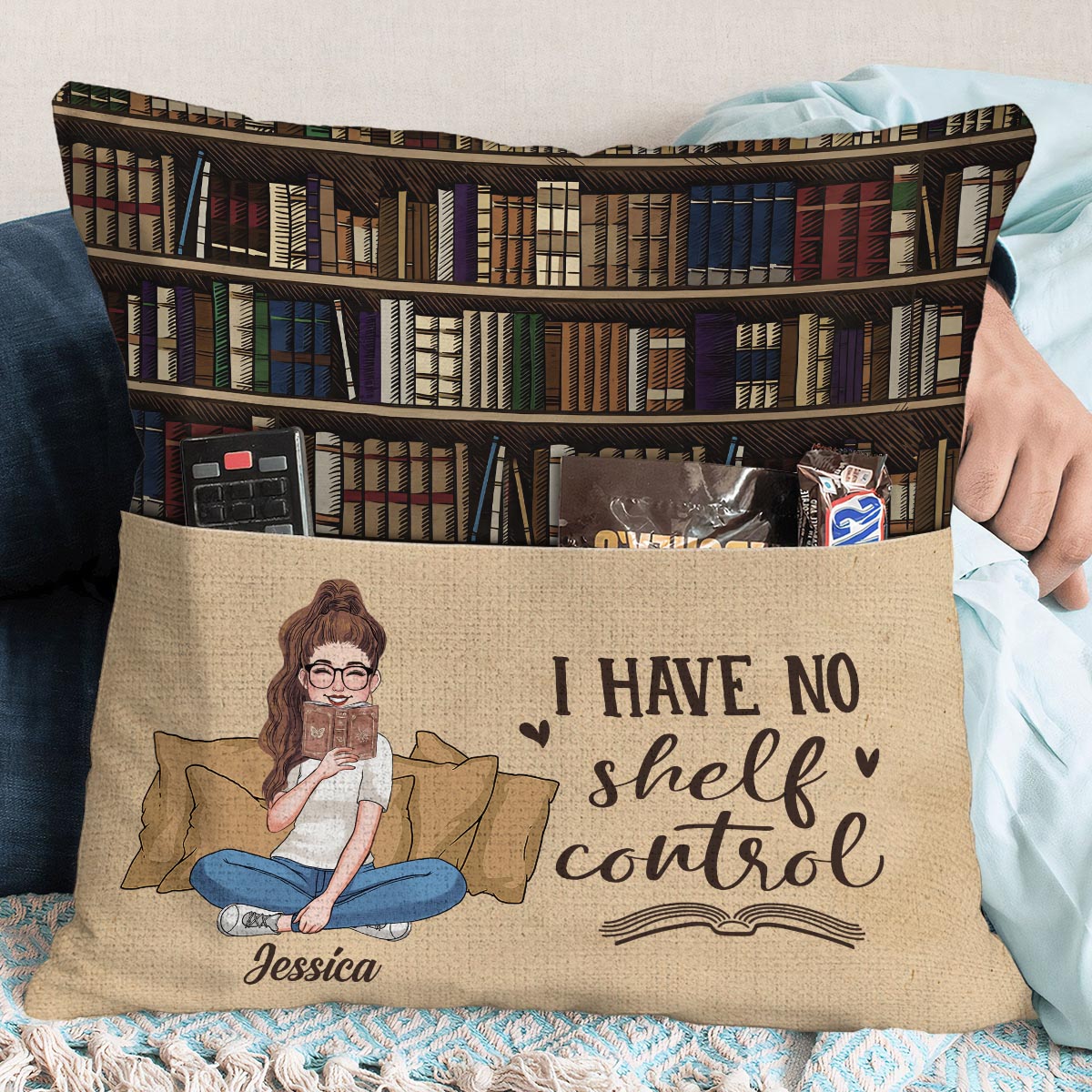 Je n'ai aucun contrôle sur mes étagères - Coussin de poche à livres personnalisé