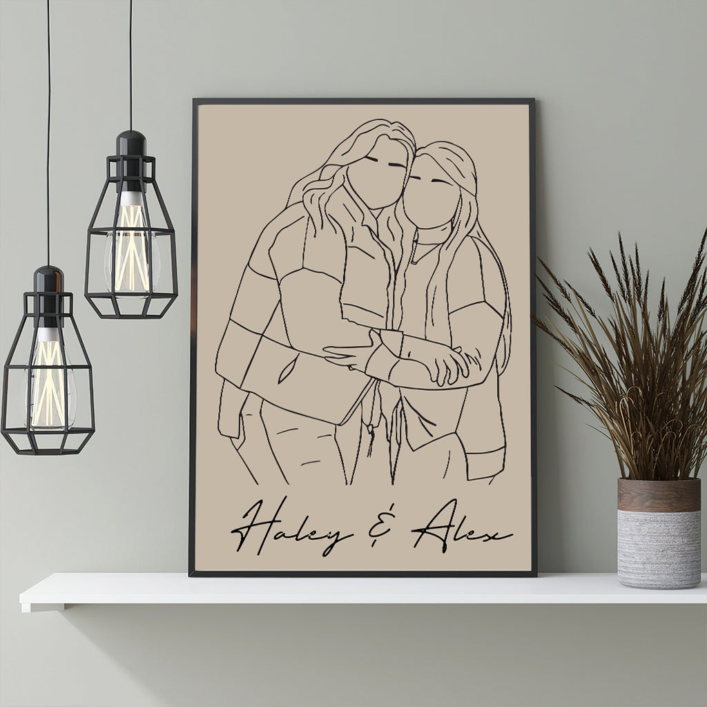 Illustrations au trait pour meilleures amies - Toile et affiche personnalisées pour meilleures amies