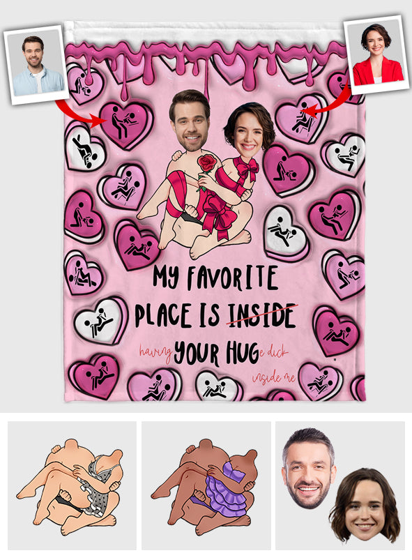 Mon endroit préféré, c'est dans ton cœur à câliner - Couverture personnalisée pour couple