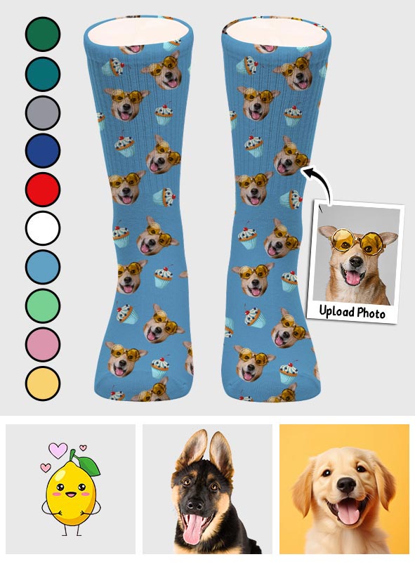 Funny Icon Pattern - Personalized Dog Socks