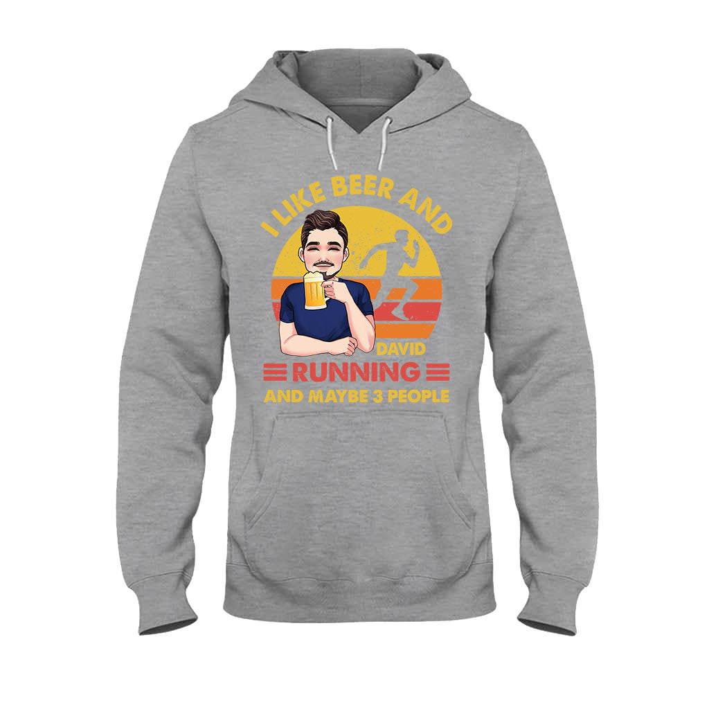 J'aime la bière et la course à pied - T-shirt et sweat à capuche de course personnalisés