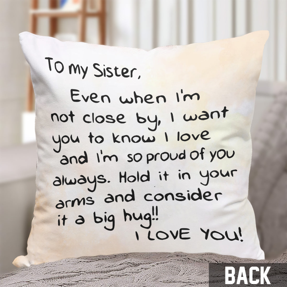 Big Hug - Personalized Sibling Throw Pillow