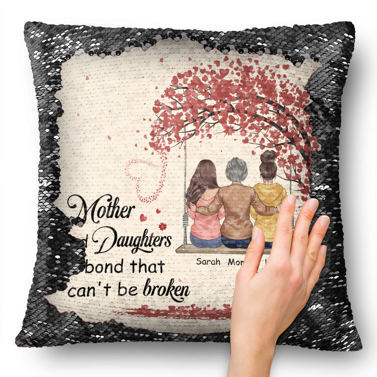 Mother And Daughter Son Children A Bond Can't Be Broken - Gift for mom - Personalized Sequin Pillow Cover