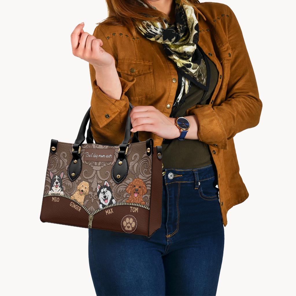 Best Dog Mom Ever - Gift for mom, mom, dog lover, cat lover - Personalized Leather Handbag