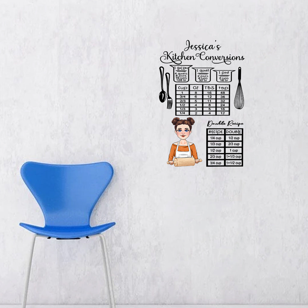 Conversions de mesures de cuisine - Cadeau culinaire pour maman, épouse, elle - Autocollant personnalisé