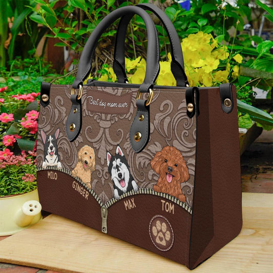 Meilleure maman de chien au monde - Cadeau pour maman, amoureuse des chiens et des chats - Sac à main en cuir personnalisé