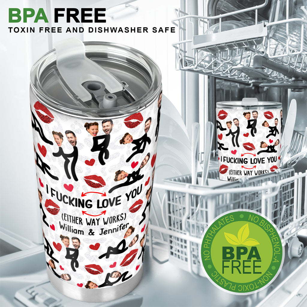 Gobelet isotherme personnalisé avec photo humoristique « Je t'aime » pour couple - cadeau pour mari, femme, petit ami, petite amie