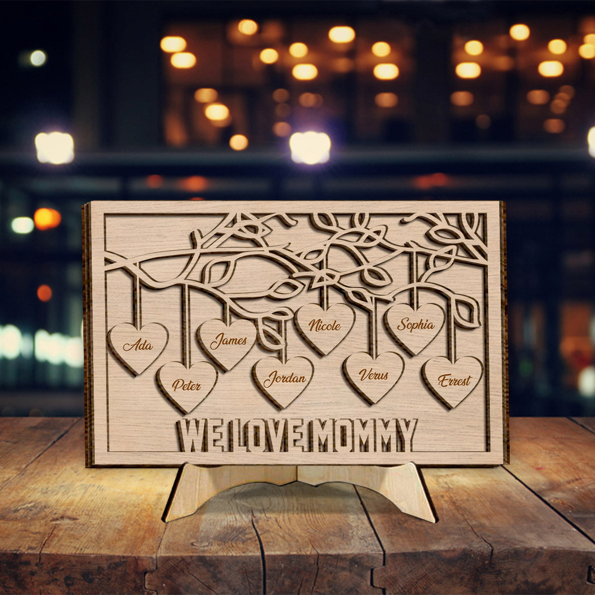 On t'aime maman/mamie/grand-mère - Plaque en bois personnalisée à 2 couches