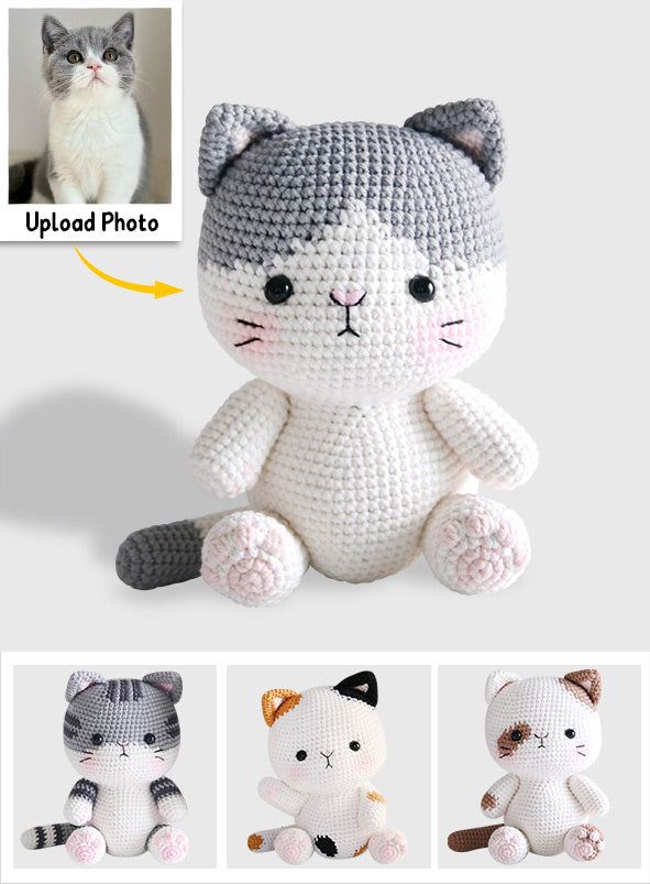 Chat amigurumi au crochet - Cadeau pour les amoureux des chats - Poupée tricotée à la main personnalisée