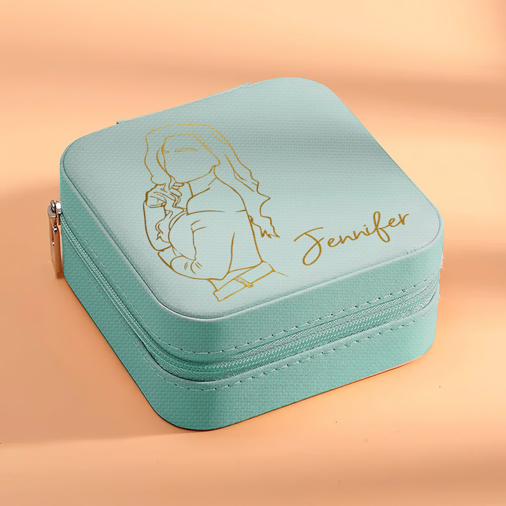 Dessin au trait personnalisé - cadeau pour grand-mère, maman, tante, fille, sœur, petite-fille, épouse, petite amie - Boîte à bijoux personnalisée