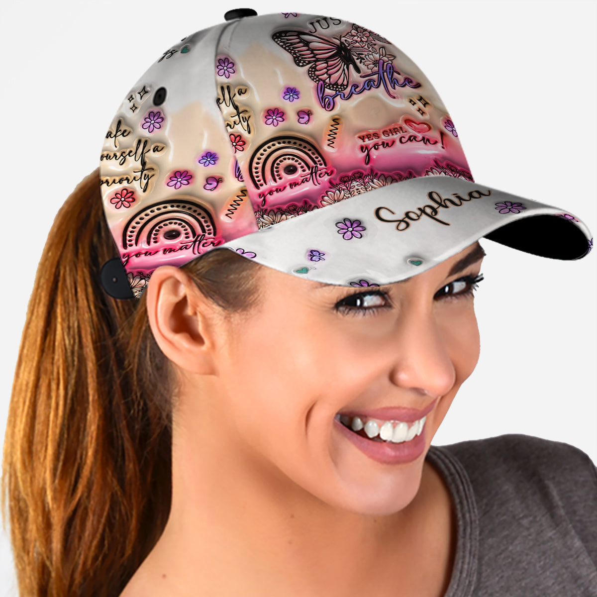 Casquette papillon personnalisée avec affirmations positives