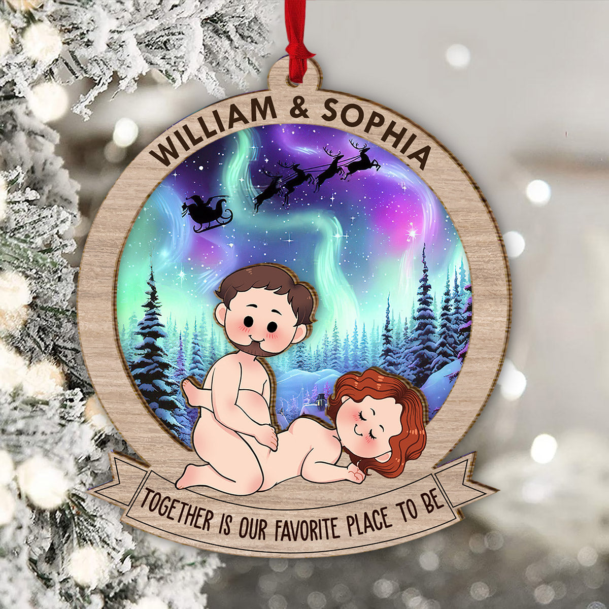 Être ensemble est mon bonheur préféré - cadeau pour mari, femme, petit ami, petite amie - Ornement personnalisé en 2 parties