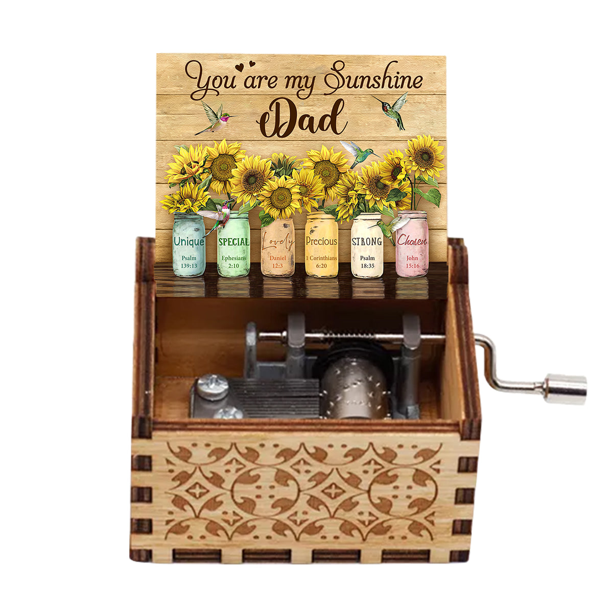 Tu es mon rayon de soleil - Cadeau pour maman, grand-mère, petite-fille, amie, sœur - Boîte à musique à manivelle personnalisée