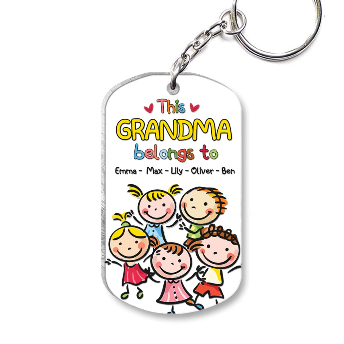 This Grandpa Belongs To - Gift for grandpa, grandma, mom, dad, uncle, aunt, brother, sister - Personalized Keychain