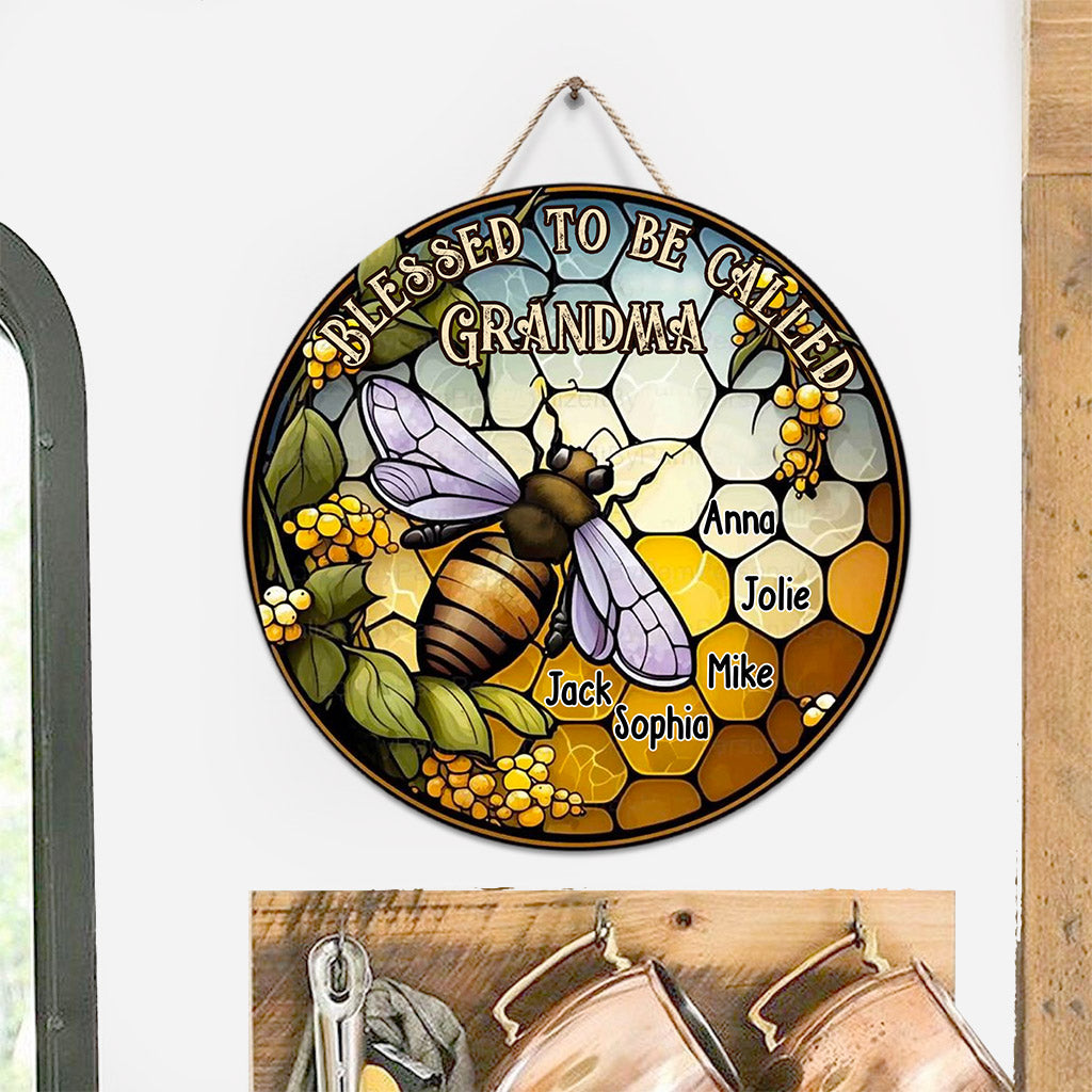 Heureuse d'être appelée Grand-mère/Nana/Mimi... - Panneau rond en bois personnalisé pour grand-mère