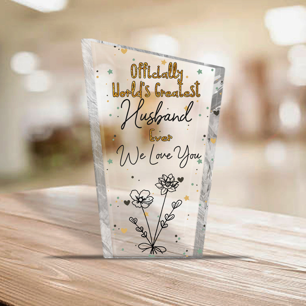 Officiellement la meilleure maman du monde ! – Cadeau pour maman, grand-mère, épouse, papa, grand-père, mari – Plaque acrylique personnalisée.