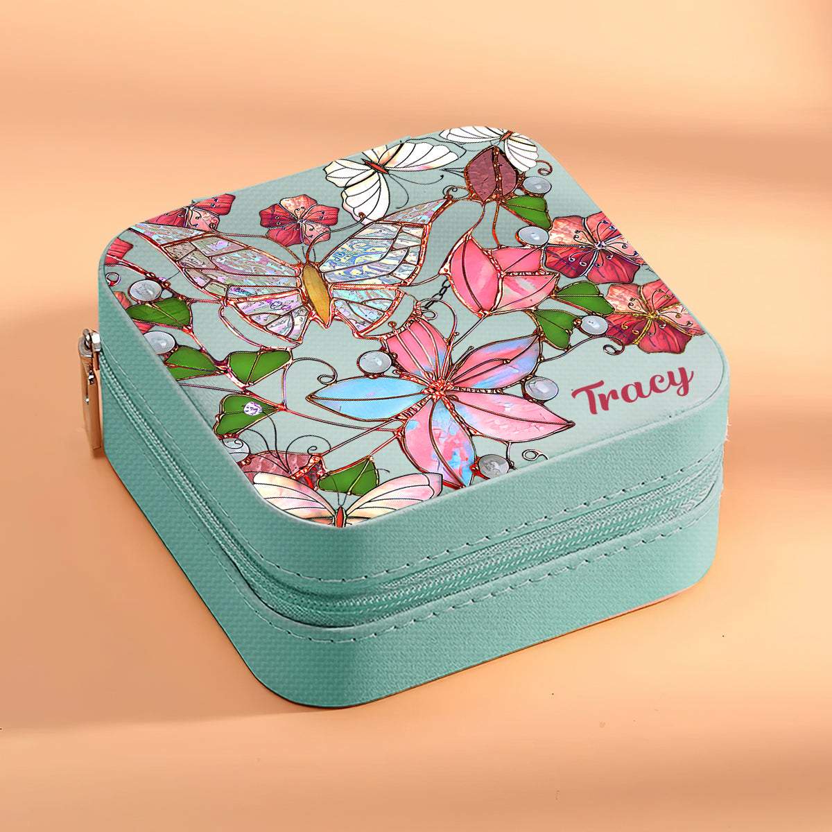 Butterfly And Flower - Personalized Butterfly Jewelry Box