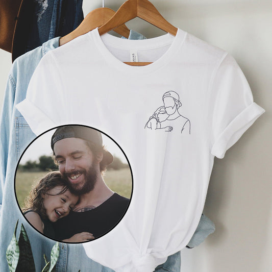 Custom Line Art - Personalized Uncle Embroidered T-shirt