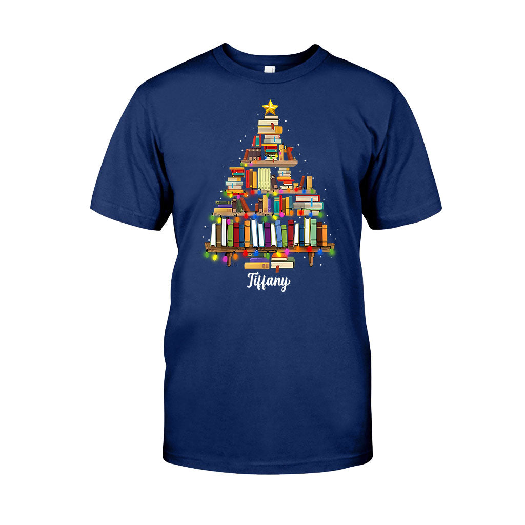 Sapin de Noël en forme de livre - T-shirt et sweat à capuche personnalisés avec motif de livres