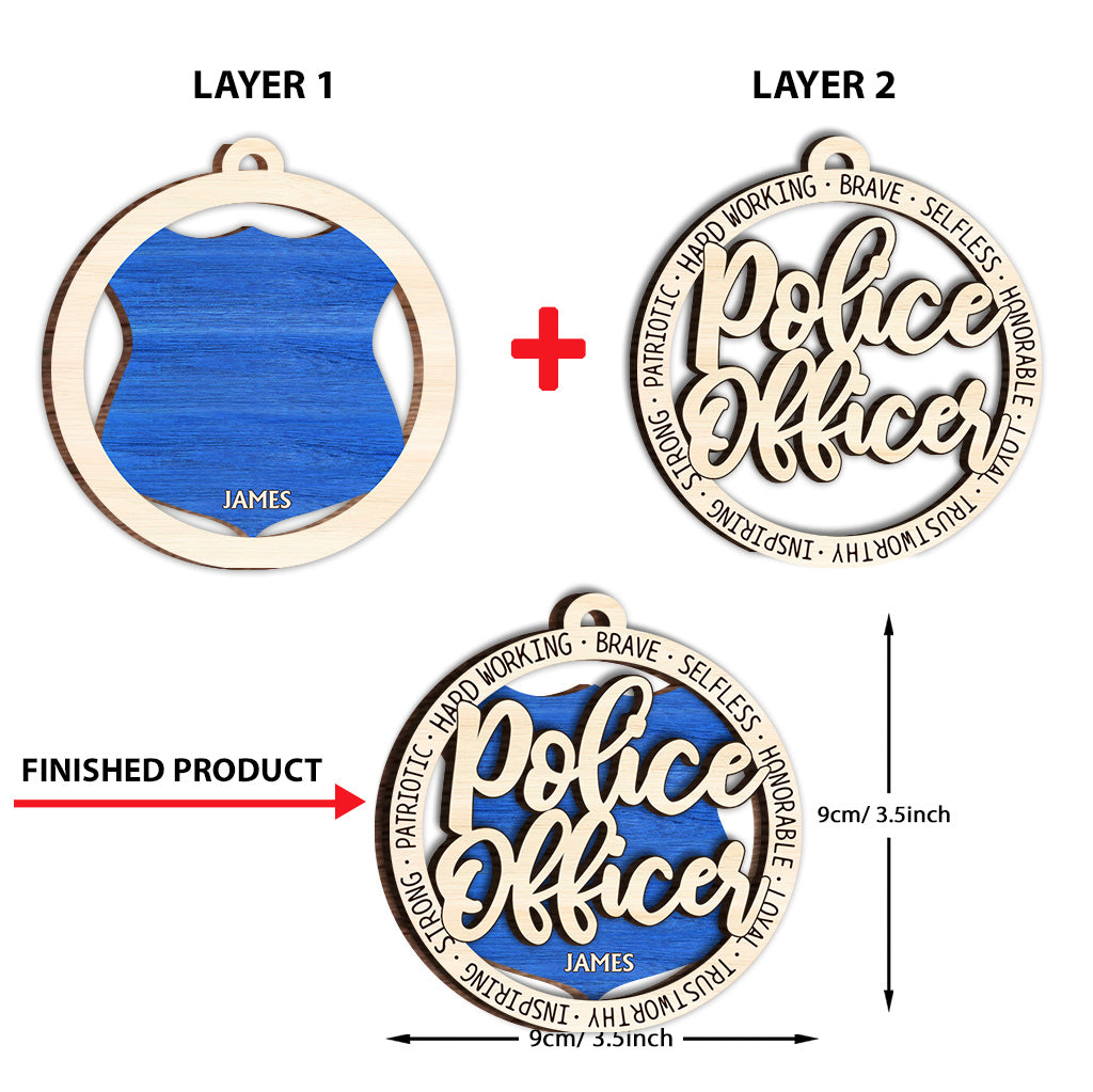 Police Officer - Personalized Police Officer 2 Layered Wooden Ornament