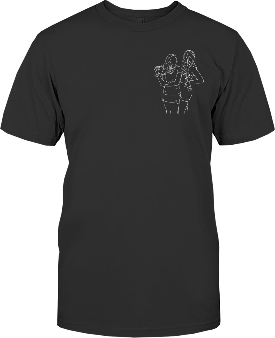 T-shirt brodé personnalisé pour fille - Motifs au trait