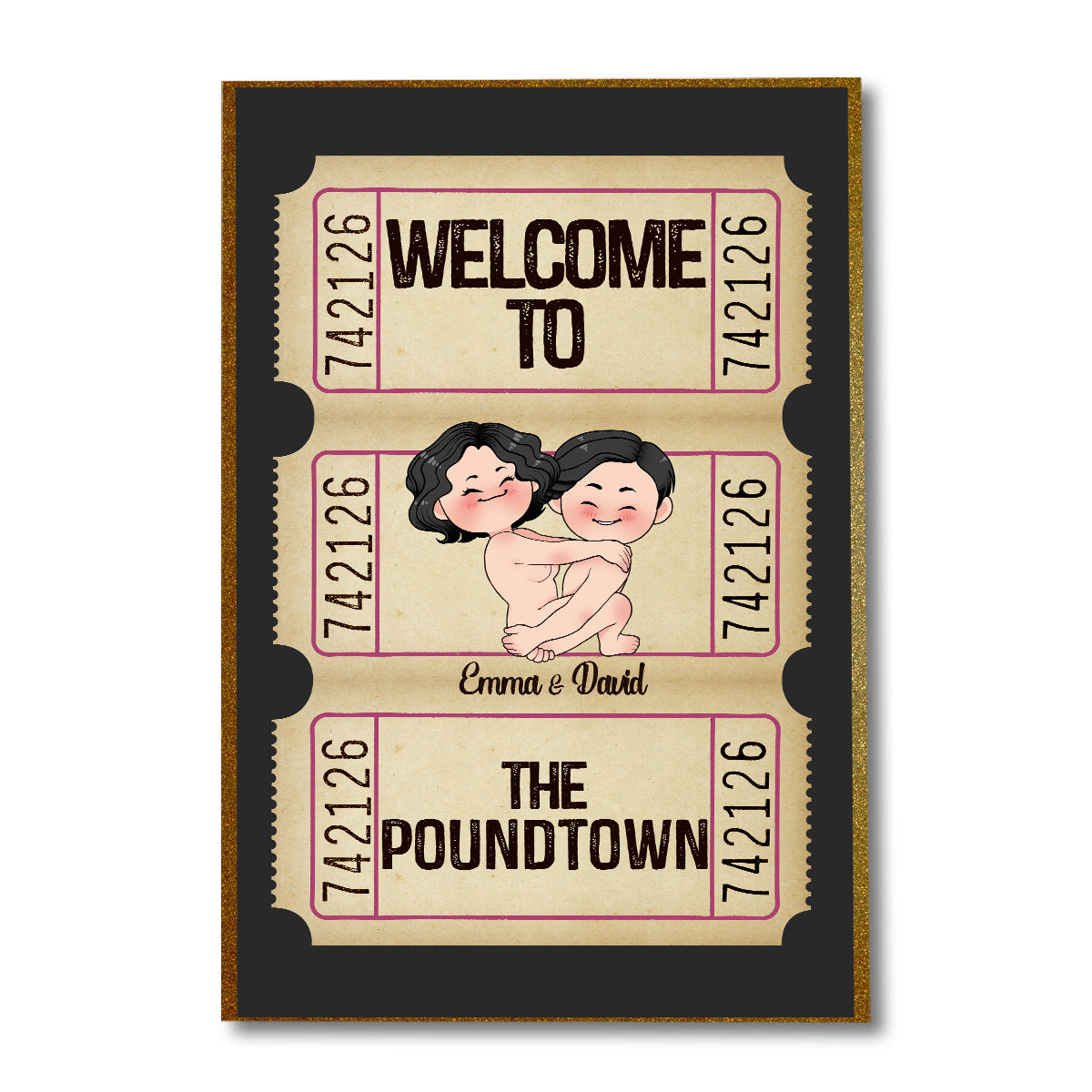 Bienvenue à Poundtown ! Adulte inapproprié - Toile et affiche personnalisées pour couples