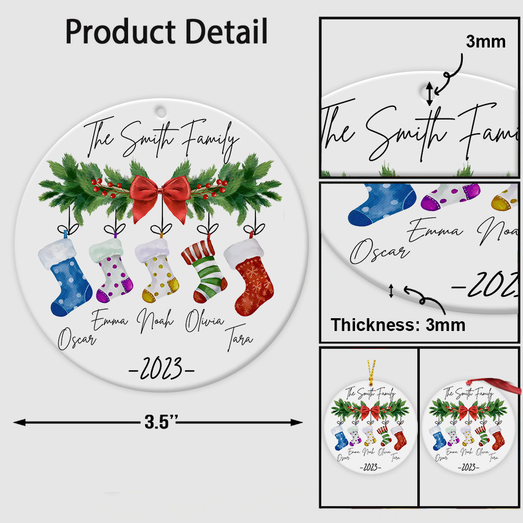 Famille en bas de Noël - Ornement familial personnalisé