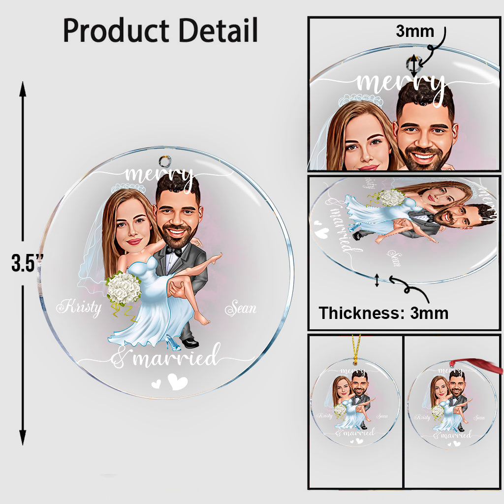 Joyeux mariage - Ornement transparent personnalisé pour mari et femme