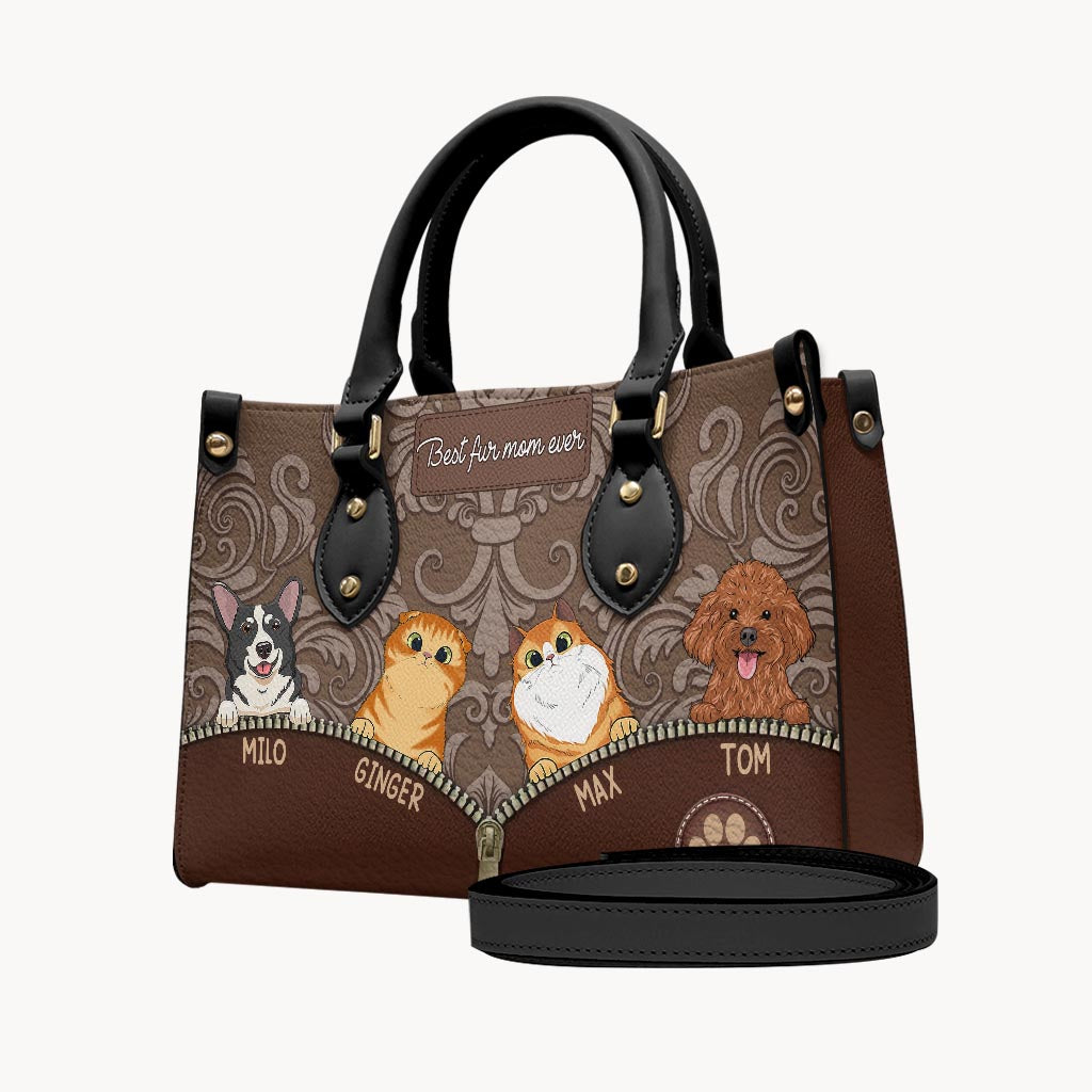 Meilleure maman de chien au monde - Cadeau pour maman, amoureuse des chiens et des chats - Sac à main en cuir personnalisé