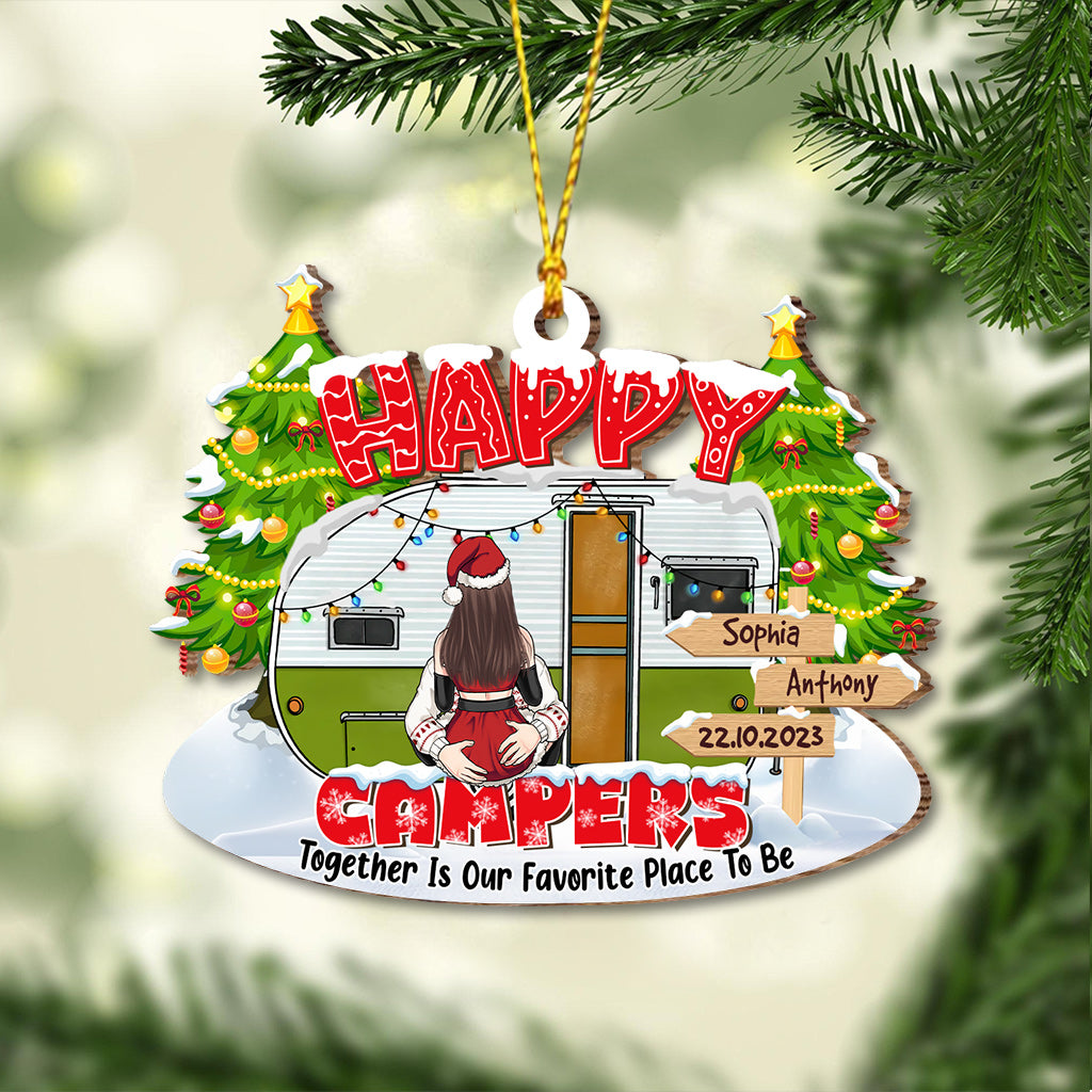 Happy Campers - Cadeau de camping pour mari, petit ami, petite amie, femme - Ornement personnalisé
