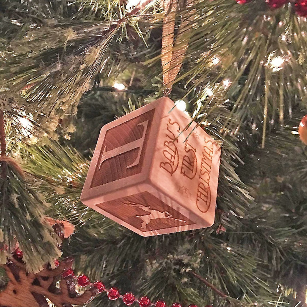 Premier Noël de bébé - Décoration de Noël personnalisée en forme de bloc - Cadeau pour nouveau-né, maman, papa